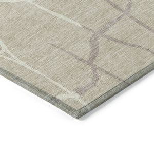 Homeroots 3' Beige And Tan Abstract Washable Area Rug For Indoor And Outdoor Spaces, Stain Resistant Design 3' X 5' Polyester 601098