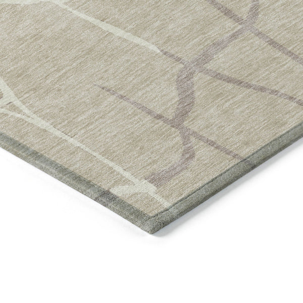 Homeroots 3' Beige And Tan Abstract Washable Area Rug For Indoor And Outdoor Spaces, Stain Resistant Design 3' X 5' Polyester 601098