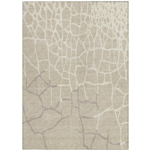 Homeroots 3' Beige And Tan Abstract Washable Area Rug For Indoor And Outdoor Spaces, Stain Resistant Design 3' X 5' Polyester 601098