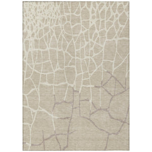 HomeRoots 5' Abstract Beige and Tan Washable Area Rug for Indoor and Outdoor Use - Durable & Stylish Design 5' X 8' 601099