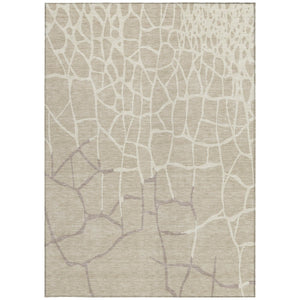 Homeroots 3' Beige And Tan Abstract Washable Area Rug For Indoor And Outdoor Spaces, Stain Resistant Design 10' X 14' Polyester 601103