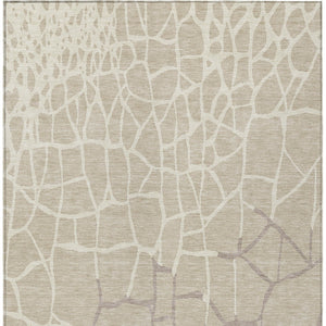 Homeroots 3' Beige And Tan Abstract Washable Area Rug For Indoor And Outdoor Spaces, Stain Resistant Design 10' X 14' Polyester 601103