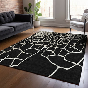 Homeroots 3' Beige And Tan Abstract Washable Area Rug For Indoor And Outdoor Spaces, Stain Resistant Design 3' X 5' Polyester 601104