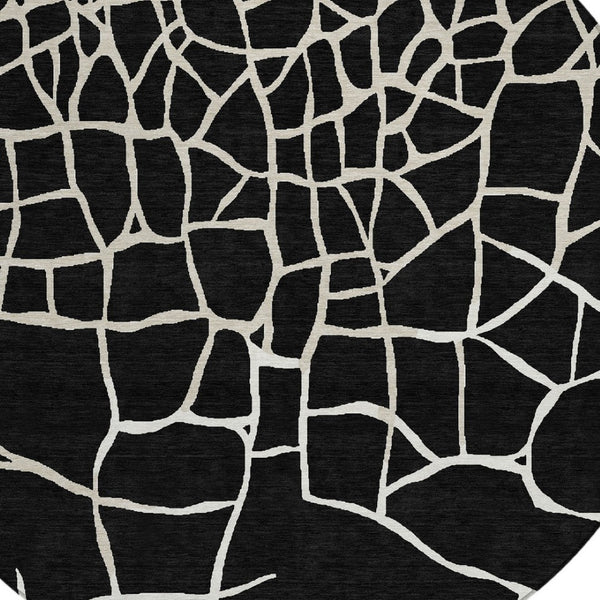 Homeroots 3' Beige And Tan Abstract Washable Area Rug For Indoor And Outdoor Spaces, Stain Resistant Design 8' Round Polyester 601106