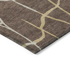 Homeroots 3' Beige And Tan Abstract Washable Area Rug For Indoor And Outdoor Spaces, Stain Resistant Design 3' X 5' Polyester 601110