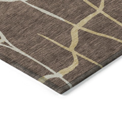 Homeroots 3' Beige And Tan Abstract Washable Area Rug For Indoor And Outdoor Spaces, Stain Resistant Design 3' X 5' Polyester 601110