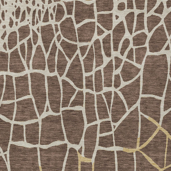 Homeroots 3' Beige And Tan Abstract Washable Area Rug For Indoor And Outdoor Spaces, Stain Resistant Design 3' X 5' Polyester 601110