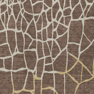 Homeroots 3' Beige And Tan Abstract Washable Area Rug For Indoor And Outdoor Spaces, Stain Resistant Design 8' X 10' Polyester 601113