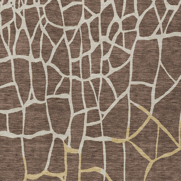 Homeroots 3' Beige And Tan Abstract Washable Area Rug For Indoor And Outdoor Spaces, Stain Resistant Design 8' X 10' Polyester 601113