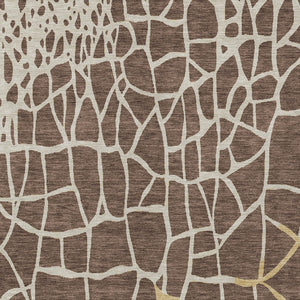 Homeroots 3' Beige And Tan Abstract Washable Area Rug For Indoor And Outdoor Spaces, Stain Resistant Design 9' X 12' Polyester 601114