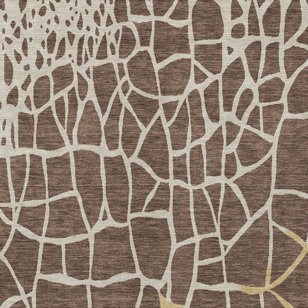 Homeroots 3' Beige And Tan Abstract Washable Area Rug For Indoor And Outdoor Spaces, Stain Resistant Design 9' X 12' Polyester 601114