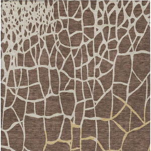 Homeroots 3' Beige And Tan Abstract Washable Area Rug For Indoor And Outdoor Spaces, Stain Resistant Design 10' X 14' Polyester 601115