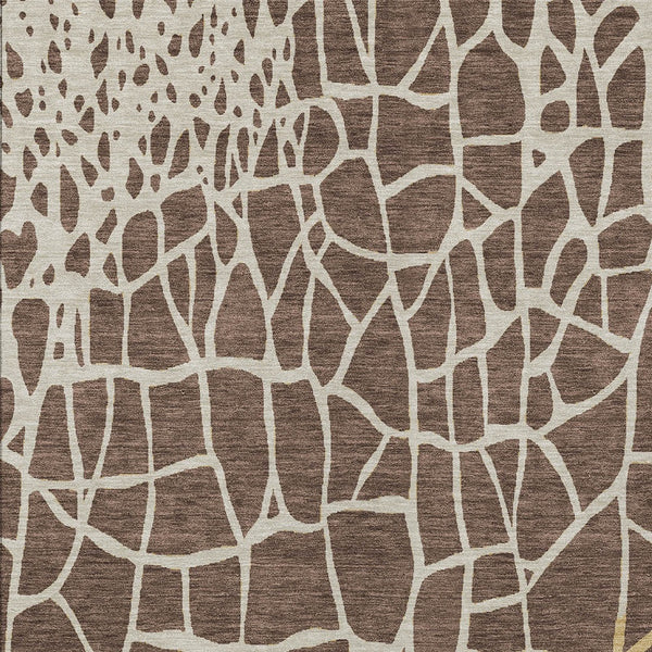 Homeroots 3' Beige And Tan Abstract Washable Area Rug For Indoor And Outdoor Spaces, Stain Resistant Design 10' X 14' Polyester 601115