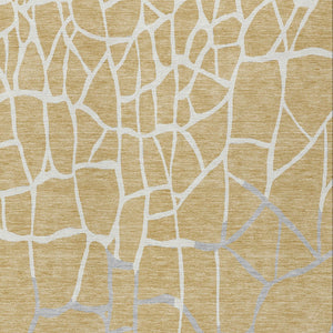 Homeroots 3' Beige And Tan Abstract Washable Area Rug For Indoor And Outdoor Spaces, Stain Resistant Design 3' X 5' Polyester 601122