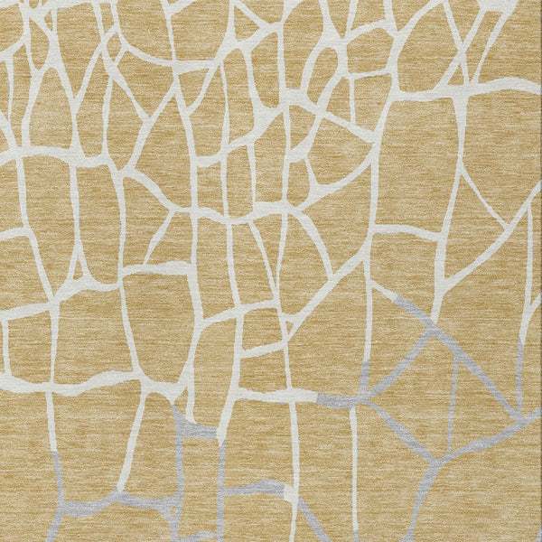 Homeroots 3' Beige And Tan Abstract Washable Area Rug For Indoor And Outdoor Spaces, Stain Resistant Design 3' X 5' Polyester 601122