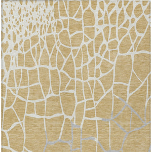 Homeroots 3' Beige And Tan Abstract Washable Area Rug For Indoor And Outdoor Spaces, Stain Resistant Design 5' X 8' Polyester 601123