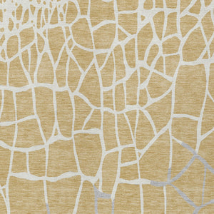 Homeroots 3' Beige And Tan Abstract Washable Area Rug For Indoor And Outdoor Spaces, Stain Resistant Design 5' X 8' Polyester 601123