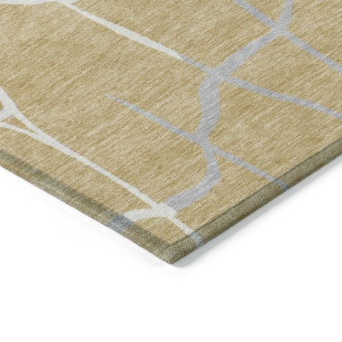 Homeroots 3' Beige And Tan Abstract Washable Area Rug For Indoor And Outdoor Spaces, Stain Resistant Design 8' Round Polyester 601124