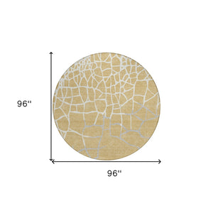 Homeroots 3' Beige And Tan Abstract Washable Area Rug For Indoor And Outdoor Spaces, Stain Resistant Design 8' Round Polyester 601124