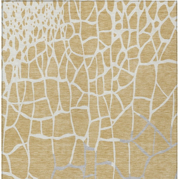 Homeroots 3' Beige And Tan Abstract Washable Area Rug For Indoor And Outdoor Spaces, Stain Resistant Design 8' X 10' Polyester 601125