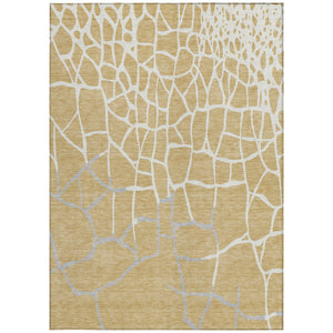 Homeroots 3' Beige And Tan Abstract Washable Area Rug For Indoor And Outdoor Spaces, Stain Resistant Design 9' X 12' Polyester 601126
