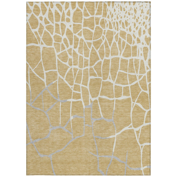 Homeroots 3' Beige And Tan Abstract Washable Area Rug For Indoor And Outdoor Spaces, Stain Resistant Design 9' X 12' Polyester 601126