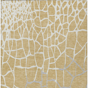 Homeroots 3' Beige And Tan Abstract Washable Area Rug For Indoor And Outdoor Spaces, Stain Resistant Design 9' X 12' Polyester 601126