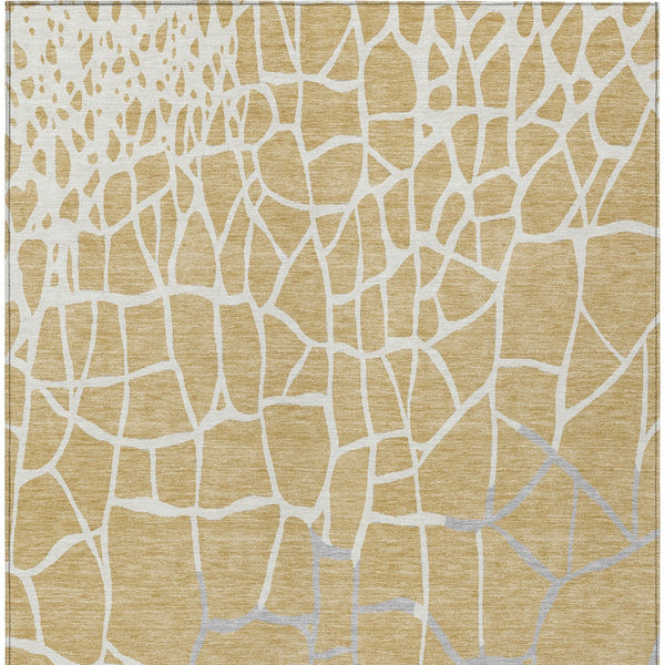 Homeroots 3' Beige And Tan Abstract Washable Area Rug For Indoor And Outdoor Spaces, Stain Resistant Design 9' X 12' Polyester 601126