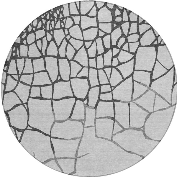 Homeroots 3' Beige And Tan Abstract Washable Area Rug For Indoor And Outdoor Spaces, Stain Resistant Design 8' Round Polyester 601130