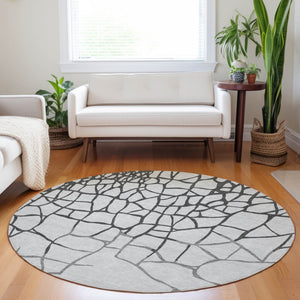 Homeroots 3' Beige And Tan Abstract Washable Area Rug For Indoor And Outdoor Spaces, Stain Resistant Design 8' Round Polyester 601130