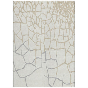 Homeroots 3' Beige And Tan Abstract Washable Area Rug For Indoor And Outdoor Spaces, Stain Resistant Design 5' X 8' Polyester 601135