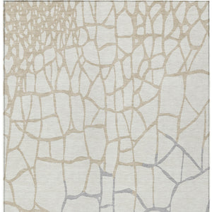 Homeroots 3' Beige And Tan Abstract Washable Area Rug For Indoor And Outdoor Spaces, Stain Resistant Design 5' X 8' Polyester 601135