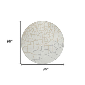 Homeroots 3' Beige And Tan Abstract Washable Area Rug For Indoor And Outdoor Spaces, Stain Resistant Design 8' Round Polyester 601136