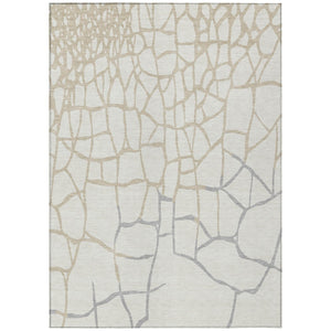 HomeRoots 9' X 12' Elegant Ivory & Beige Washable Area Rug - Durable, Stain-Resistant for Indoor & Outdoor Use 601138