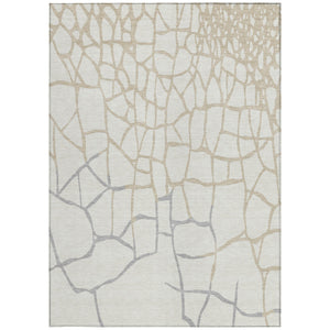 Homeroots 3' Beige And Tan Abstract Washable Area Rug For Indoor And Outdoor Spaces, Stain Resistant Design 10' X 14' Polyester 601139