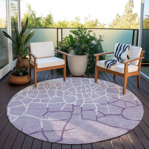 Homeroots 3' Beige And Tan Abstract Washable Area Rug For Indoor And Outdoor Spaces, Stain Resistant Design 8' Round Polyester 601142