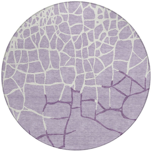 Homeroots 3' Beige And Tan Abstract Washable Area Rug For Indoor And Outdoor Spaces, Stain Resistant Design 8' Round Polyester 601142