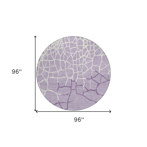 Homeroots 3' Beige And Tan Abstract Washable Area Rug For Indoor And Outdoor Spaces, Stain Resistant Design 8' Round Polyester 601142