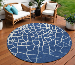 Homeroots 3' Beige And Tan Abstract Washable Area Rug For Indoor And Outdoor Spaces, Stain Resistant Design 8' Round Polyester 601148
