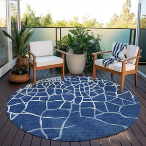 Homeroots 3' Beige And Tan Abstract Washable Area Rug For Indoor And Outdoor Spaces, Stain Resistant Design 8' Round Polyester 601148