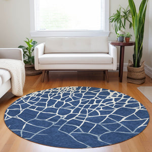 Homeroots 3' Beige And Tan Abstract Washable Area Rug For Indoor And Outdoor Spaces, Stain Resistant Design 8' Round Polyester 601148