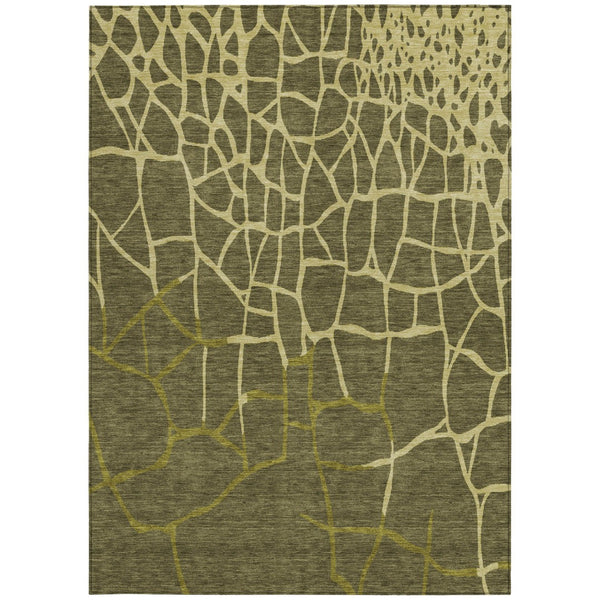 Homeroots 3' Beige And Tan Abstract Washable Area Rug For Indoor And Outdoor Spaces, Stain Resistant Design 3' X 5' Polyester 601152