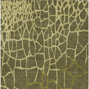 Homeroots 3' Beige And Tan Abstract Washable Area Rug For Indoor And Outdoor Spaces, Stain Resistant Design 3' X 5' Polyester 601152