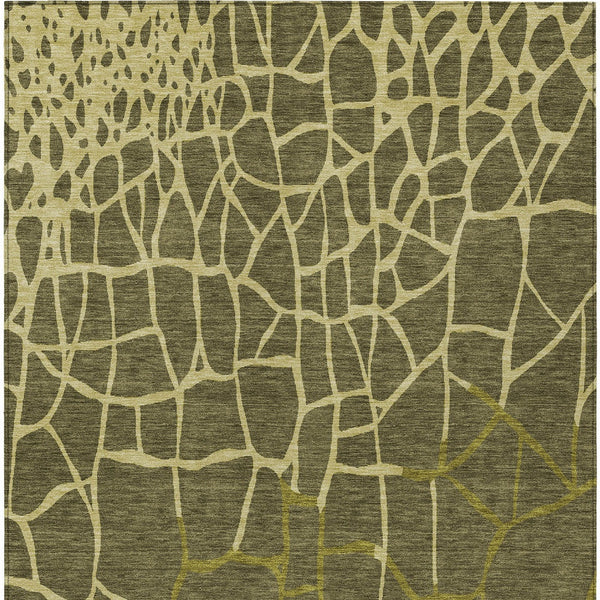 Homeroots 3' Beige And Tan Abstract Washable Area Rug For Indoor And Outdoor Spaces, Stain Resistant Design 3' X 5' Polyester 601152