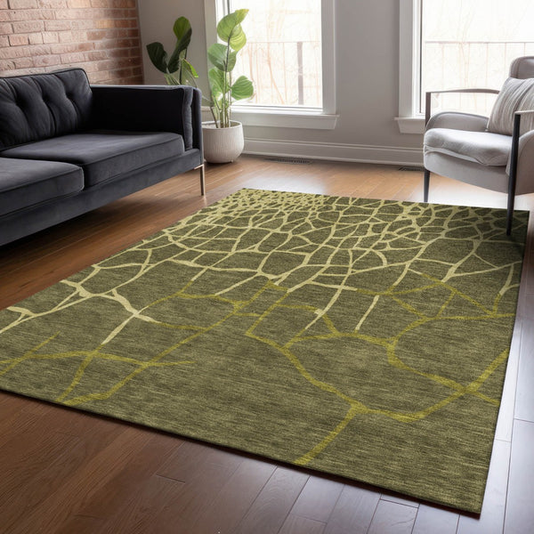 Homeroots 3' Beige And Tan Abstract Washable Area Rug For Indoor And Outdoor Spaces, Stain Resistant Design 3' X 5' Polyester 601152