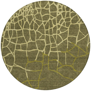 Homeroots 3' Beige And Tan Abstract Washable Area Rug For Indoor And Outdoor Spaces, Stain Resistant Design 8' Round Polyester 601154