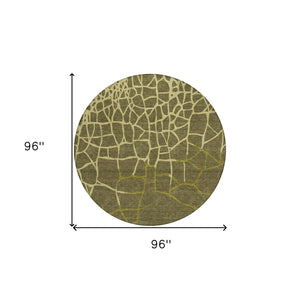 Homeroots 3' Beige And Tan Abstract Washable Area Rug For Indoor And Outdoor Spaces, Stain Resistant Design 8' Round Polyester 601154