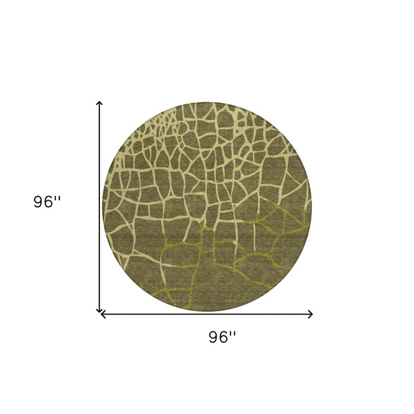 Homeroots 3' Beige And Tan Abstract Washable Area Rug For Indoor And Outdoor Spaces, Stain Resistant Design 8' Round Polyester 601154