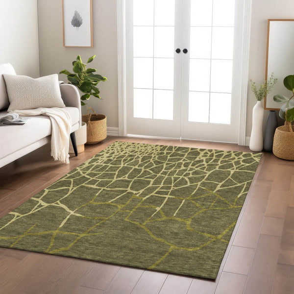 Homeroots 3' Beige And Tan Abstract Washable Area Rug For Indoor And Outdoor Spaces, Stain Resistant Design 8' X 10' Polyester 601155