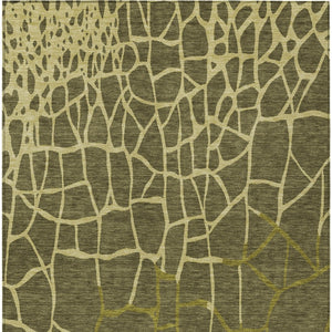 Homeroots 3' Beige And Tan Abstract Washable Area Rug For Indoor And Outdoor Spaces, Stain Resistant Design 10' X 14' Polyester 601157